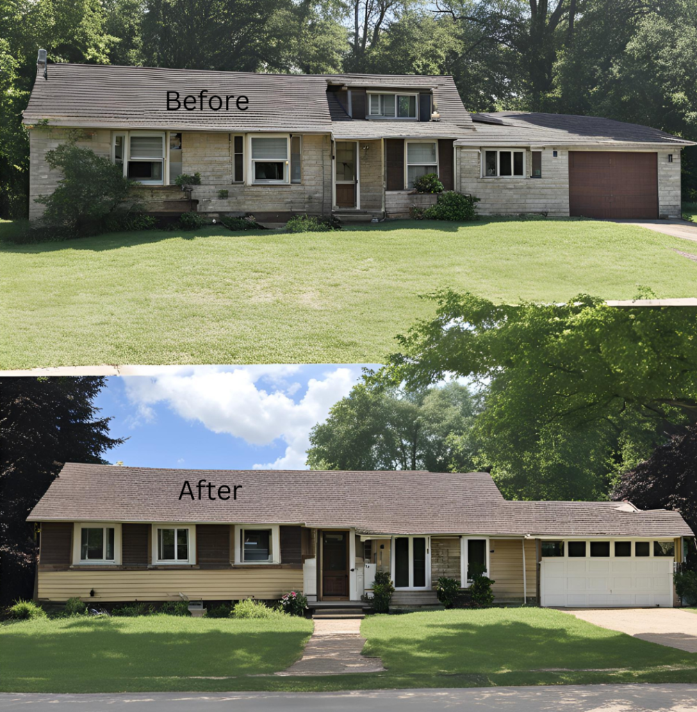 Before & After Picture of a house