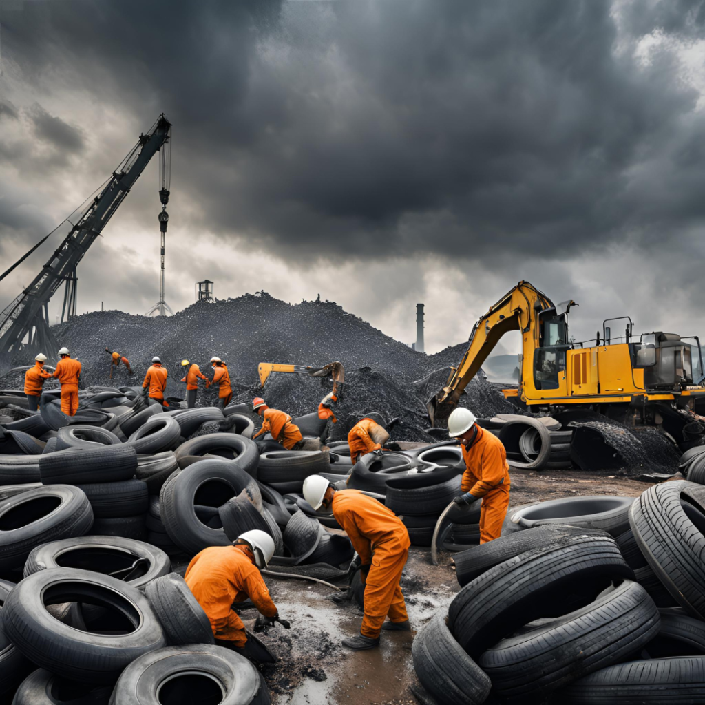 Picture of a worksite at a Tire and Plastic Recycling Factory